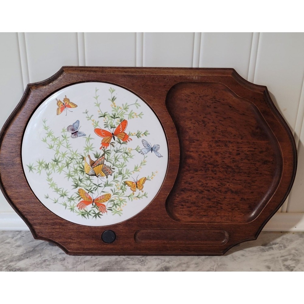 Vintage Shafford Japan Wooden Cheese Cracker Charcuterie Board Butterfly